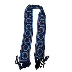 Cejon Accessories Crochet Granny Square Tassel Scarf Blue Purple